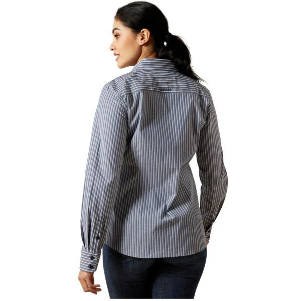 Ariat Women's Kirby Long Sleeve Shirt - Blue Striped - Image 2