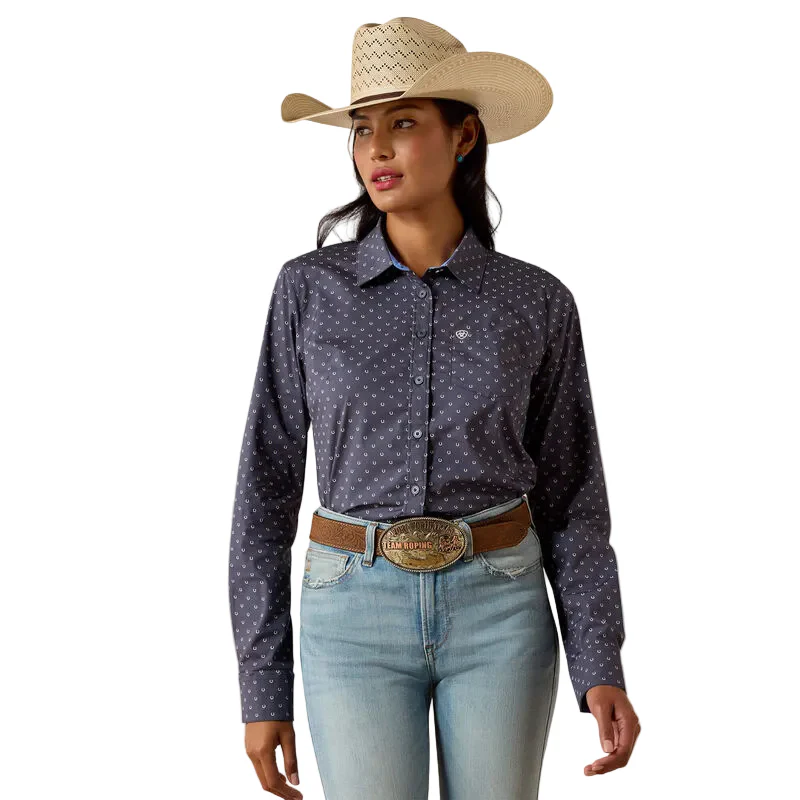 Ariat Women's Kirby Long Sleeve Shirt - Ombre Blue Horseshoe