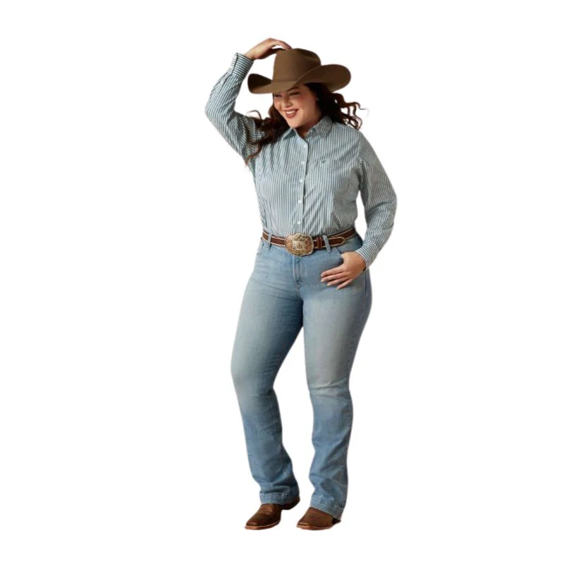Ariat Women's Kirby Stretch Long Sleeve Shirt- Capri Stripe - Image 2