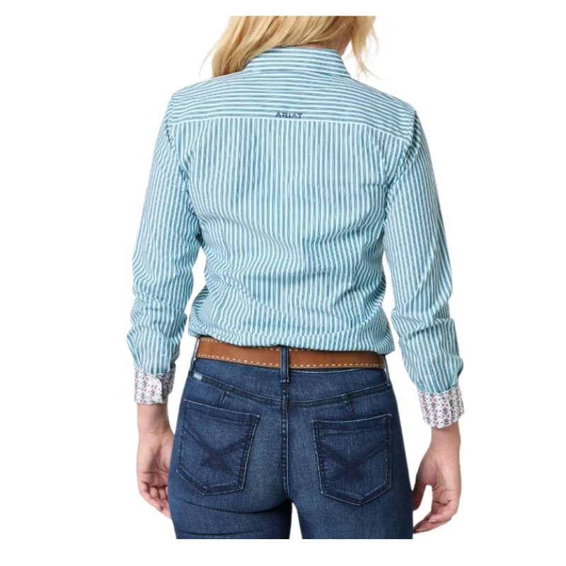 Ariat Women's Kirby Stretch Long Sleeve Shirt- Capri Stripe - Image 4