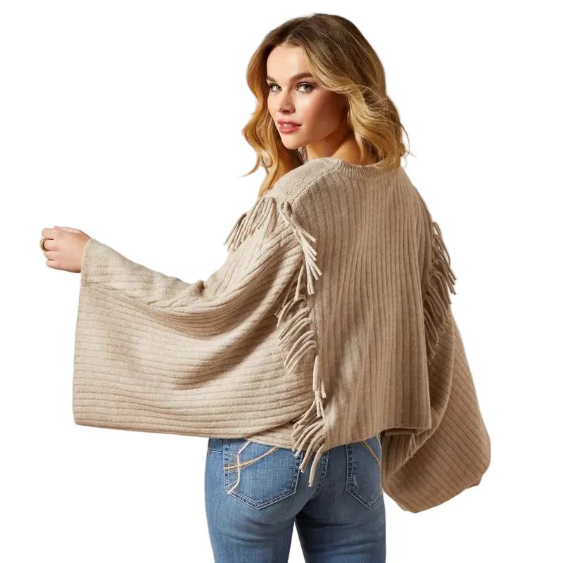 Ariat Women's Lia Poncho Sweater - Oatmeal Heather - Image 2