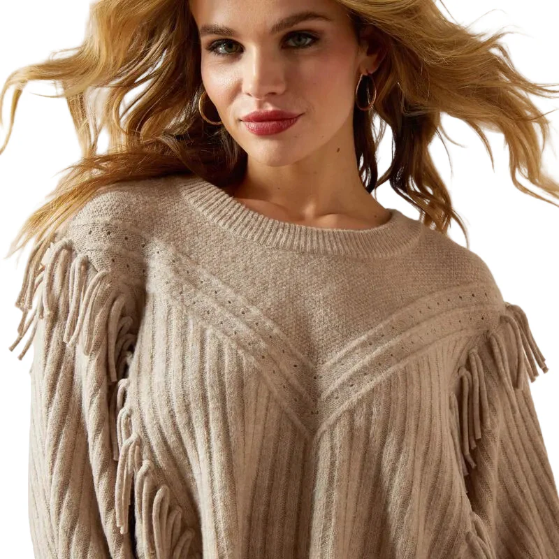 Ariat Women's Lia Poncho Sweater - Oatmeal Heather - Image 3