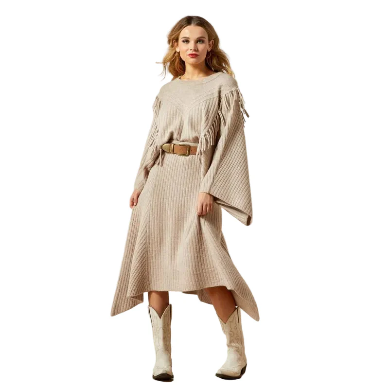 Ariat Women's Lia Poncho Sweater - Oatmeal Heather - Image 4