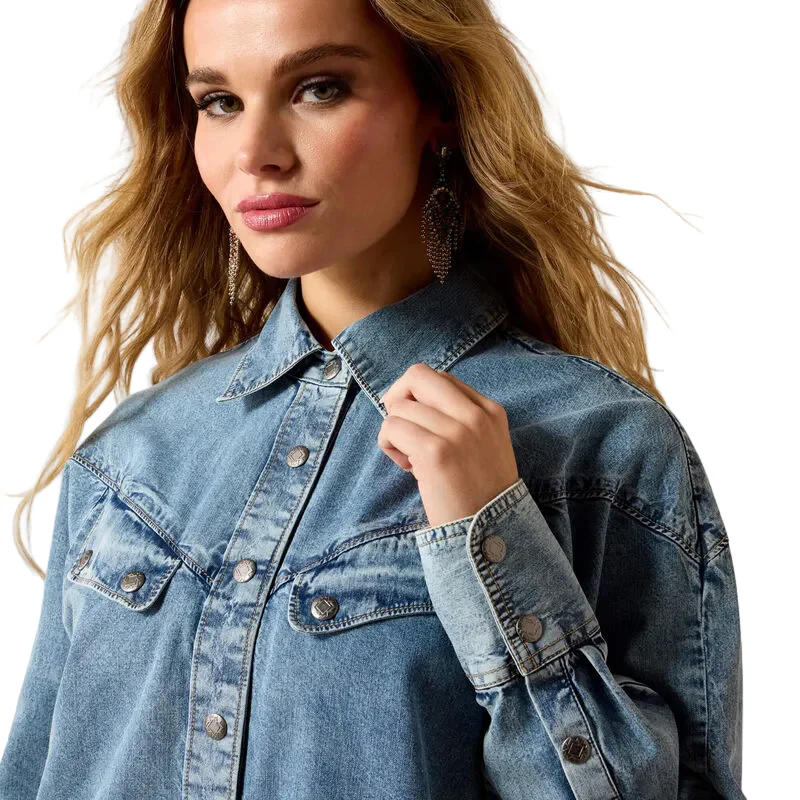 Ariat Women's Long Sleeve Charleston Shirt - Indigo Wash - Image 4