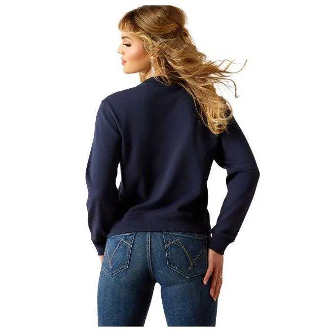Ariat Women's Long Sleeve Essential Crew Sweatshirt - Black Iris - Image 2
