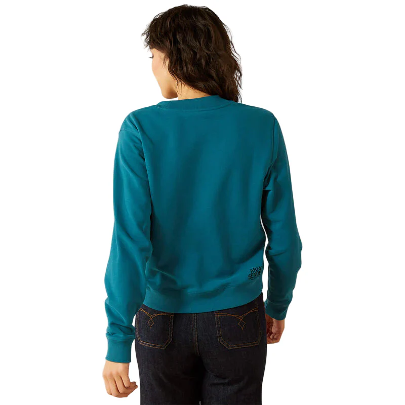 Ariat Women's Long Sleeve Sendero West is Best Sweatshirt - Dragonfly - Image 2