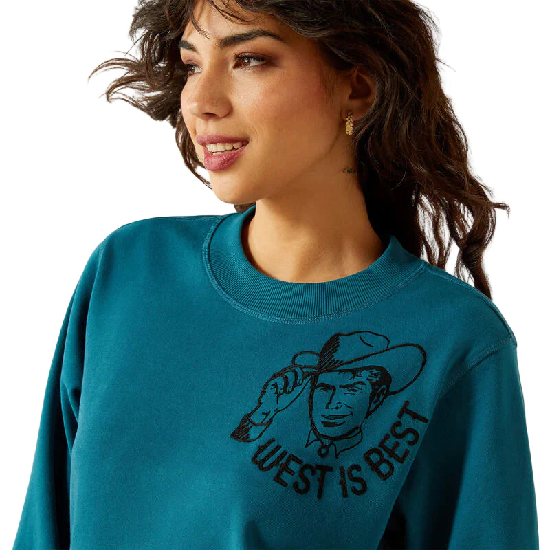 Ariat Women's Long Sleeve Sendero West is Best Sweatshirt - Dragonfly - Image 3
