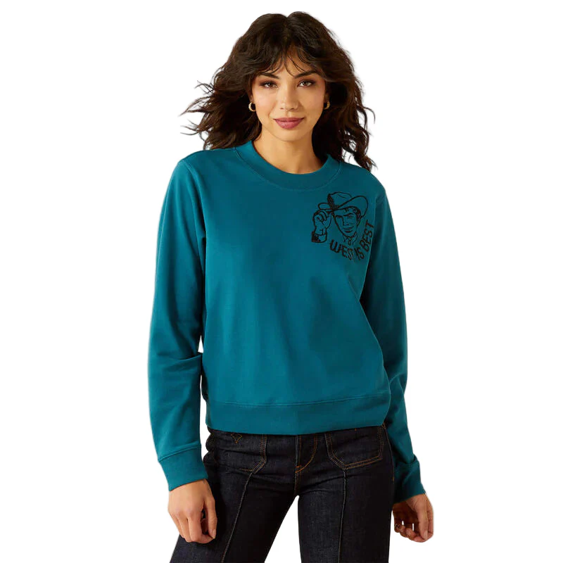 Ariat Women's Long Sleeve Sendero West is Best Sweatshirt - Dragonfly - Image 4