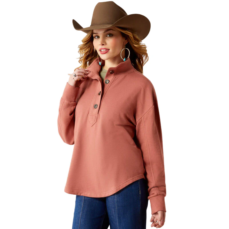 Ariat Women's Lucky Rose Popover Long Sleeve Shirt - Light Mahogany - Image 2