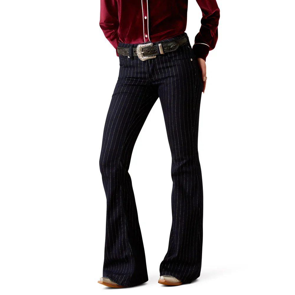 Ariat Women's Perfect Rise Jasmine Flare Jeans - Silver Stripe Rinse