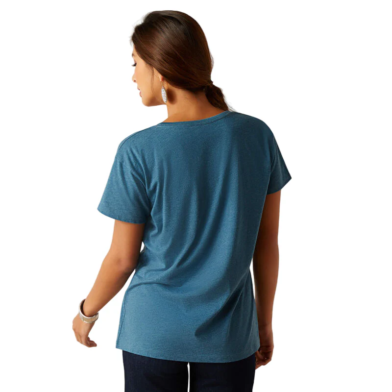 Ariat Women's Rainbow Script T-Shirt - Steel Blue Heather - Image 2