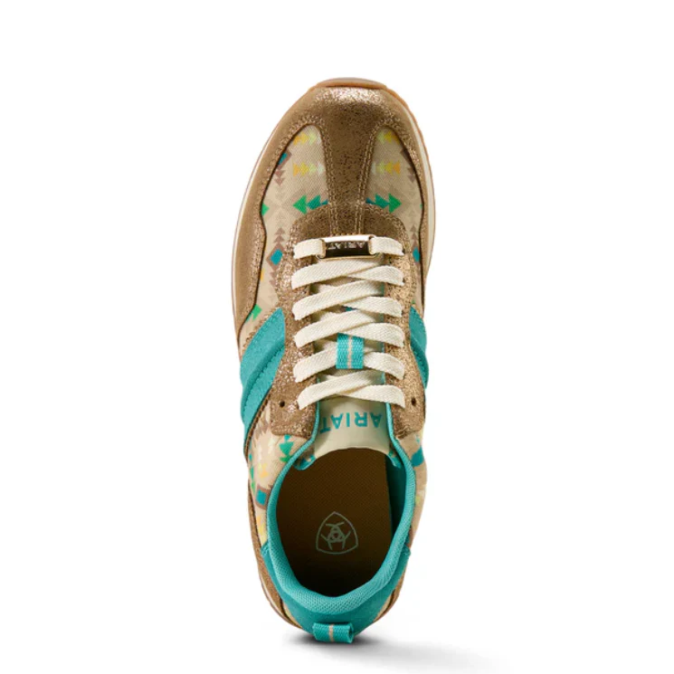 Ariat Womens Ranch Runner Shoe- Turquoise Blanket Print - Image 3