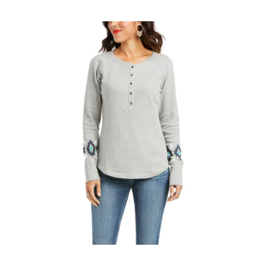 Ariat Women's Real Basic Henley Heather Grey