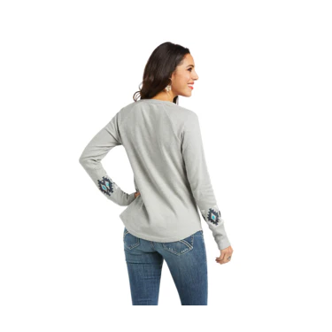 Ariat Women's Real Basic Henley Heather Grey - Image 2