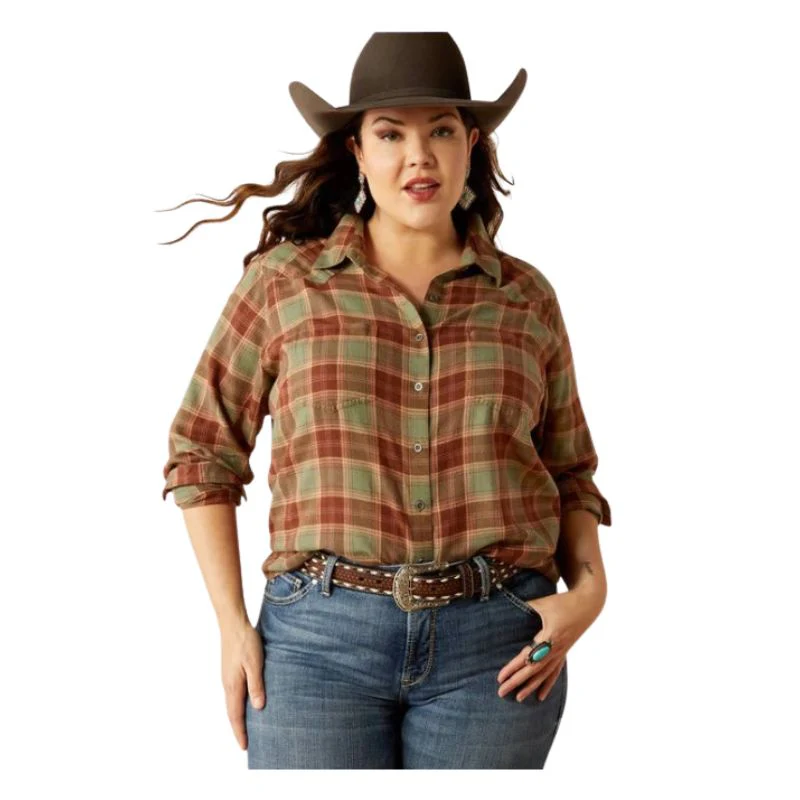 Ariat Women's REAL Billie Jean  Long Sleeve Shirt - Oakwood Plaid - Image 2