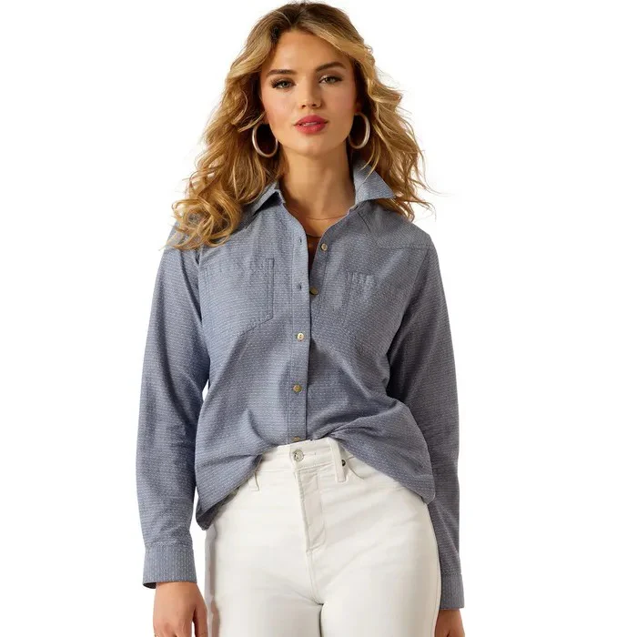 Ariat Women's REAL Long Sleeve Billie Jean Shirt- Chambray Dobby