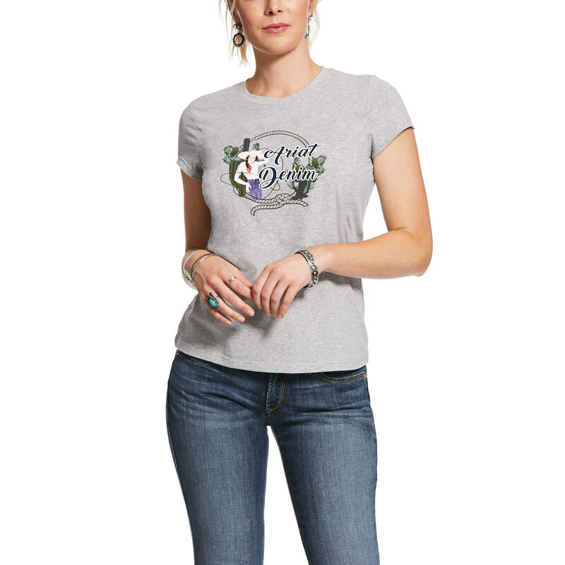 Ariat Women's Real Roped Frame T-Shirt - Heather Grey