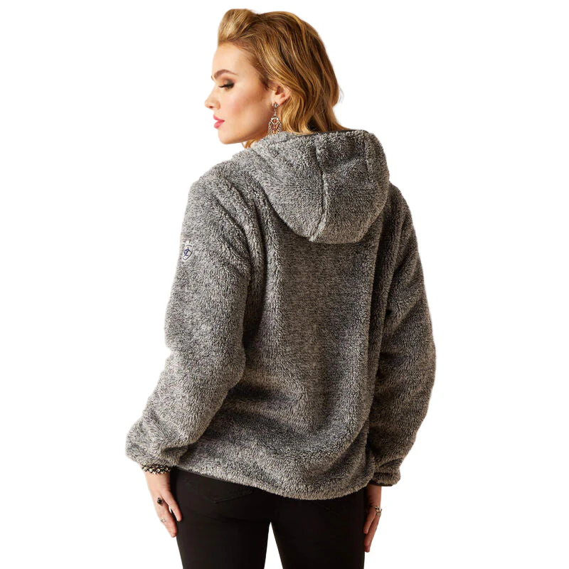 Ariat Women's Lurex Berber 1/2 Zip Hoodie - Salt & Pepper - Image 3