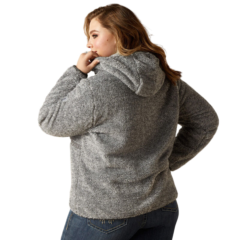Ariat Women's Lurex Berber 1/2 Zip Hoodie - Salt & Pepper - Image 4