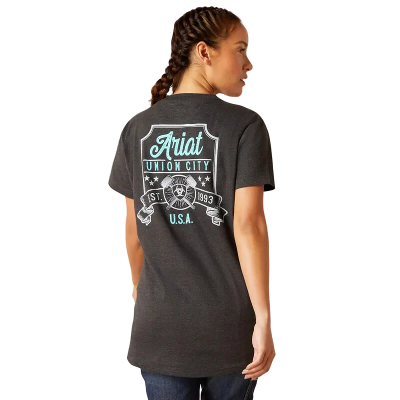 Ariat Women's Rebar Cotton Strong HQ SS T-Shirt - Charcoal Heather - Image 2