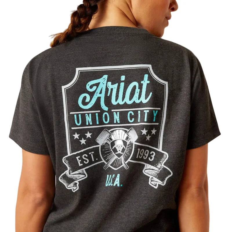Ariat Women's Rebar Cotton Strong HQ SS T-Shirt - Charcoal Heather - Image 5