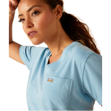 Ariat Women's Rebar Cotton Strong V-Neck Tank - Norse Blue Heather - Image 3