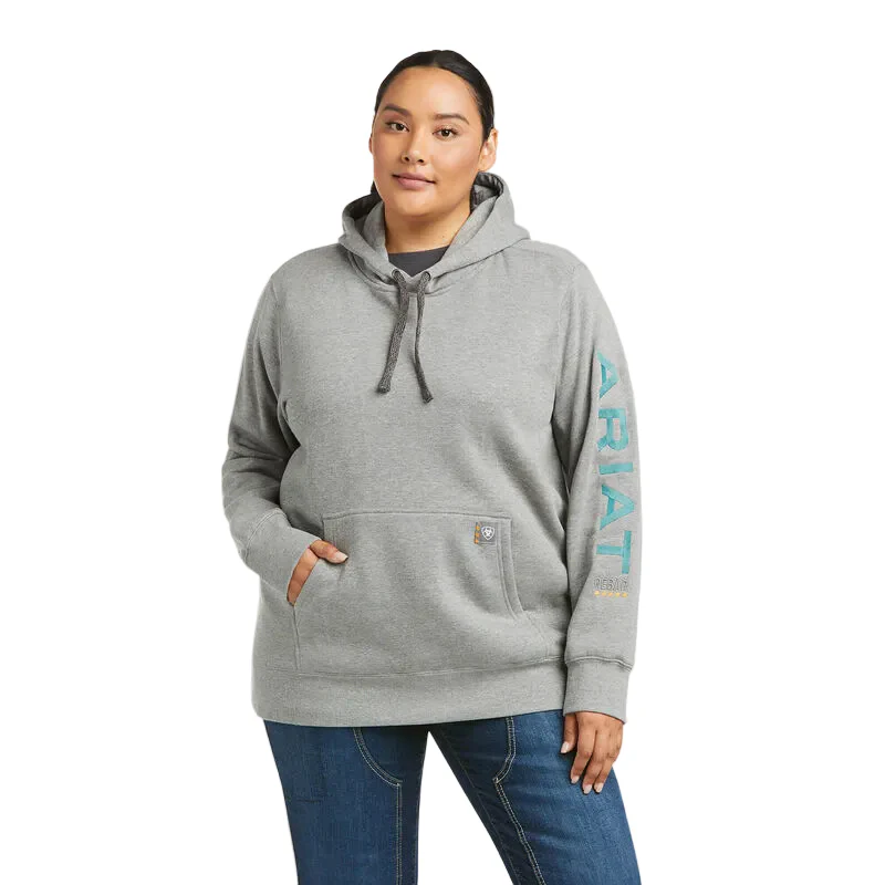 Ariat Womens Rebar Graphic Hood - Heather Grey - Image 2