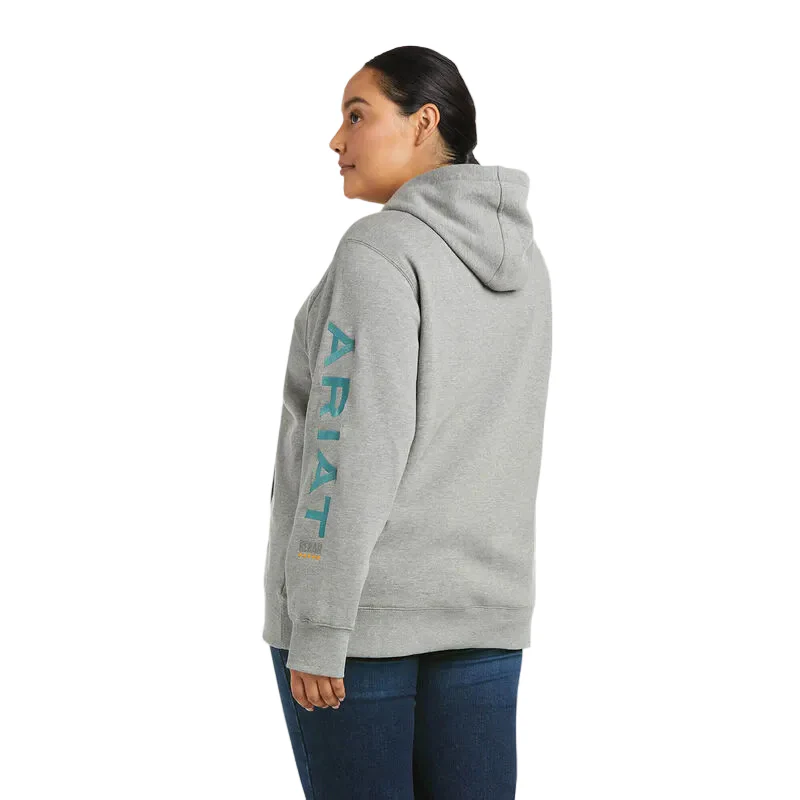 Ariat Womens Rebar Graphic Hood - Heather Grey - Image 3
