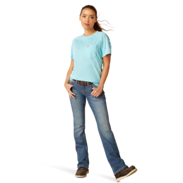 Ariat Women's Rebar Heat Fighter T-Shirt - Arctic Blue - Image 4