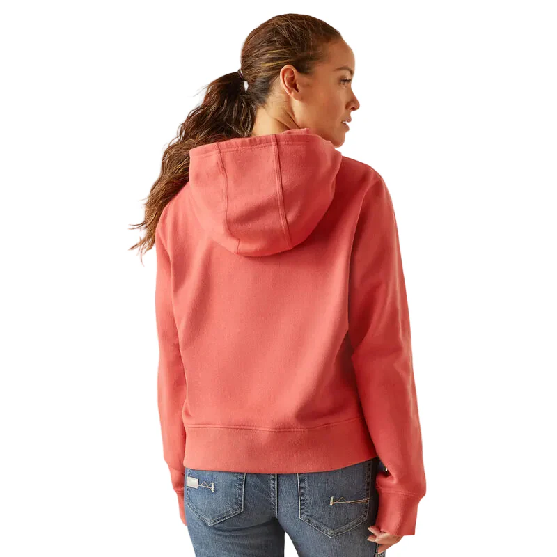 Ariat Women's Rebar Lightweight Cropped Hoodie - Mineral Red - Image 2