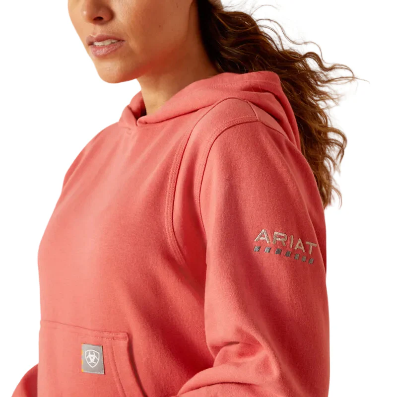 Ariat Women's Rebar Lightweight Cropped Hoodie - Mineral Red - Image 3