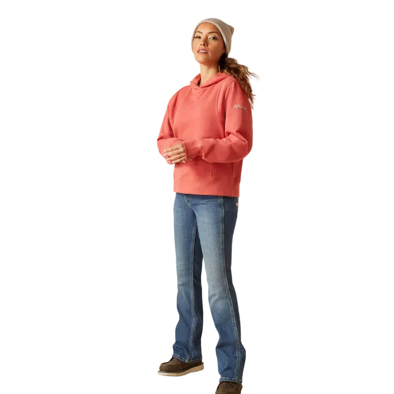 Ariat Women's Rebar Lightweight Cropped Hoodie - Mineral Red - Image 4