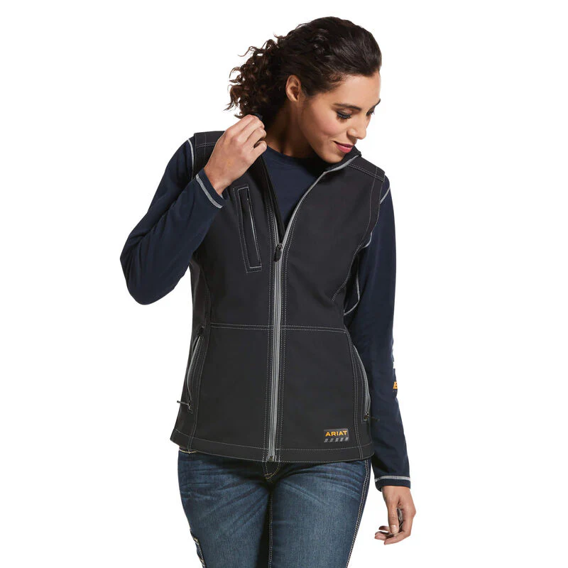 Ariat Womens Rebar Stretch Canvas Softshell Vest Black
