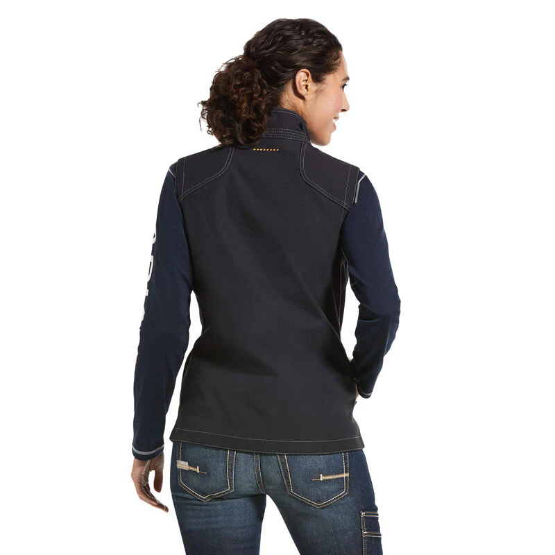 Ariat Womens Rebar Stretch Canvas Softshell Vest Black - Image 2