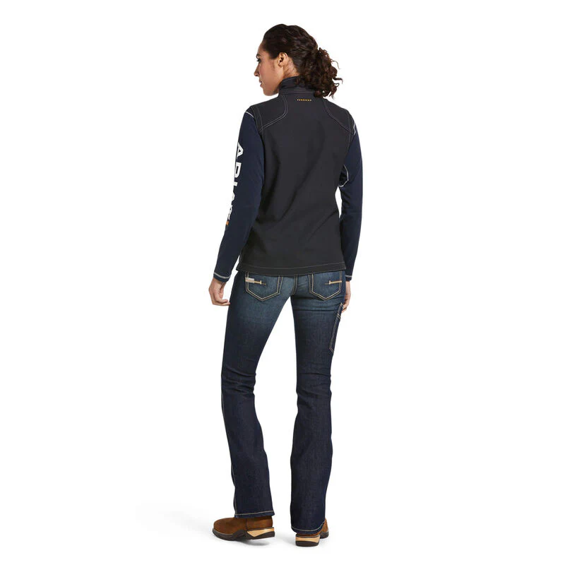 Ariat Womens Rebar Stretch Canvas Softshell Vest Black - Image 4