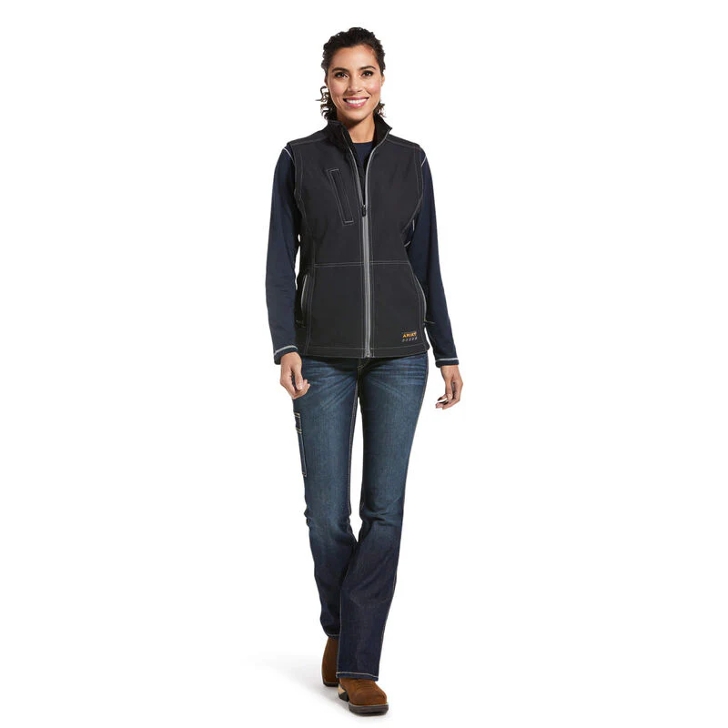 Ariat Womens Rebar Stretch Canvas Softshell Vest Black - Image 5