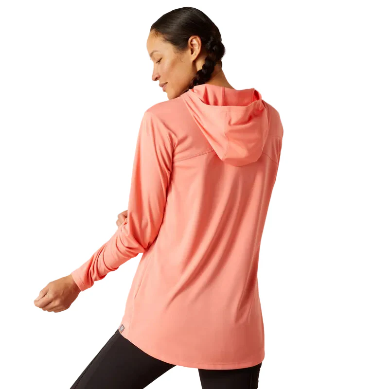 Ariat Women's Rebar Sunblocker Hooded T-Shirt - Shell Pink - Image 2