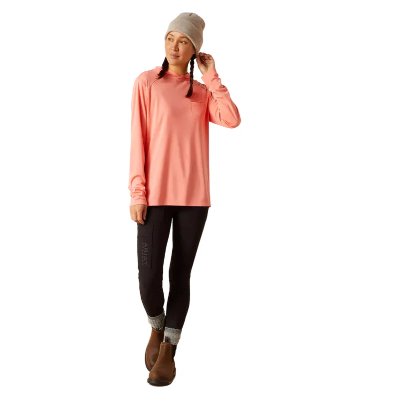 Ariat Women's Rebar Sunblocker Hooded T-Shirt - Shell Pink - Image 3