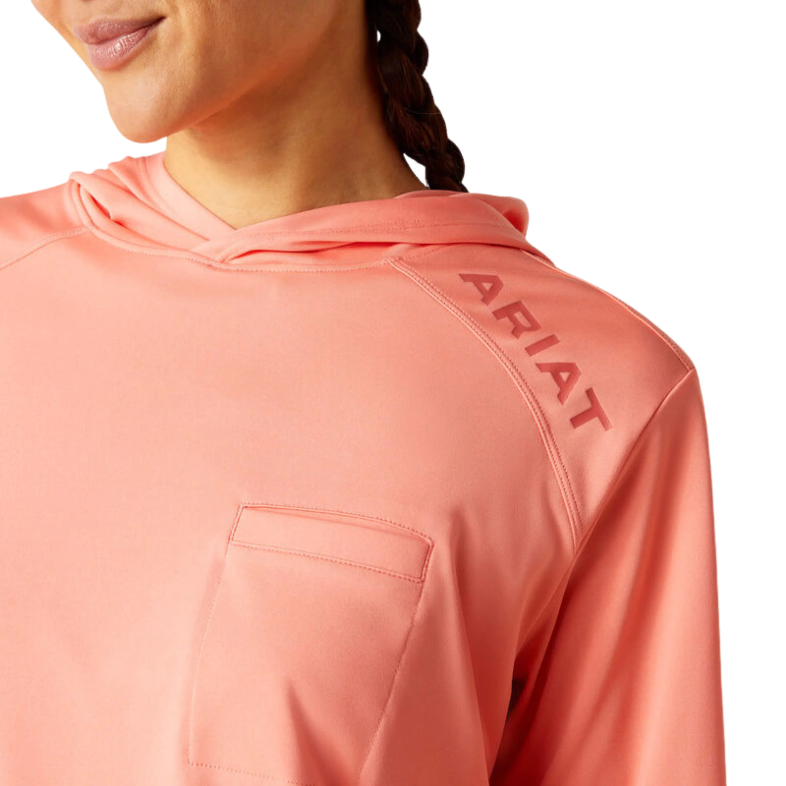 Ariat Women's Rebar Sunblocker Hooded T-Shirt - Shell Pink - Image 4