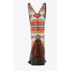 Ariat Women's Round Up Wide Square Toe Stretchfit Western Boot- Tan Southwest Emboss - Image 3