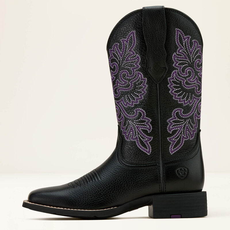 Ariat Women's Round Up  Wide Square Toe StretchFit Western Boots - Black DeerTan - Image 2