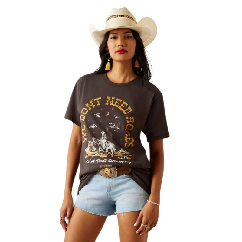 Ariat Women's Short Sleeve No Roads Tee Shirt- Vintage Black