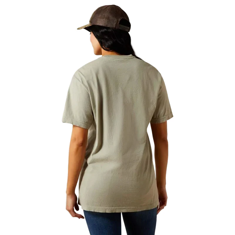 Ariat Women's Sketchy Cowboy Short Sleeve Tee Shirt - Sandstone - Image 2