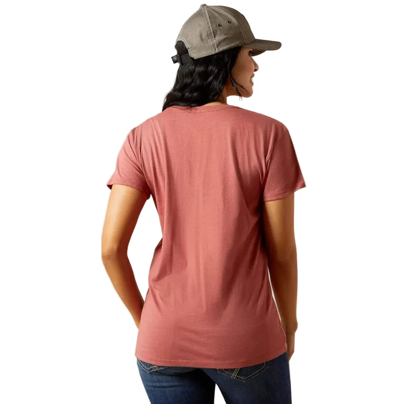 Ariat Women's Southwest Logo Landscape Short Sleeve Tee Shirt - Red Clay Heather - Image 2