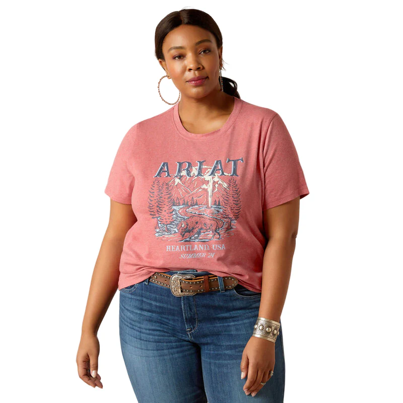 Ariat Women's Souvenir Short Sleeve T-Shirt - Garnet Heather - Image 2