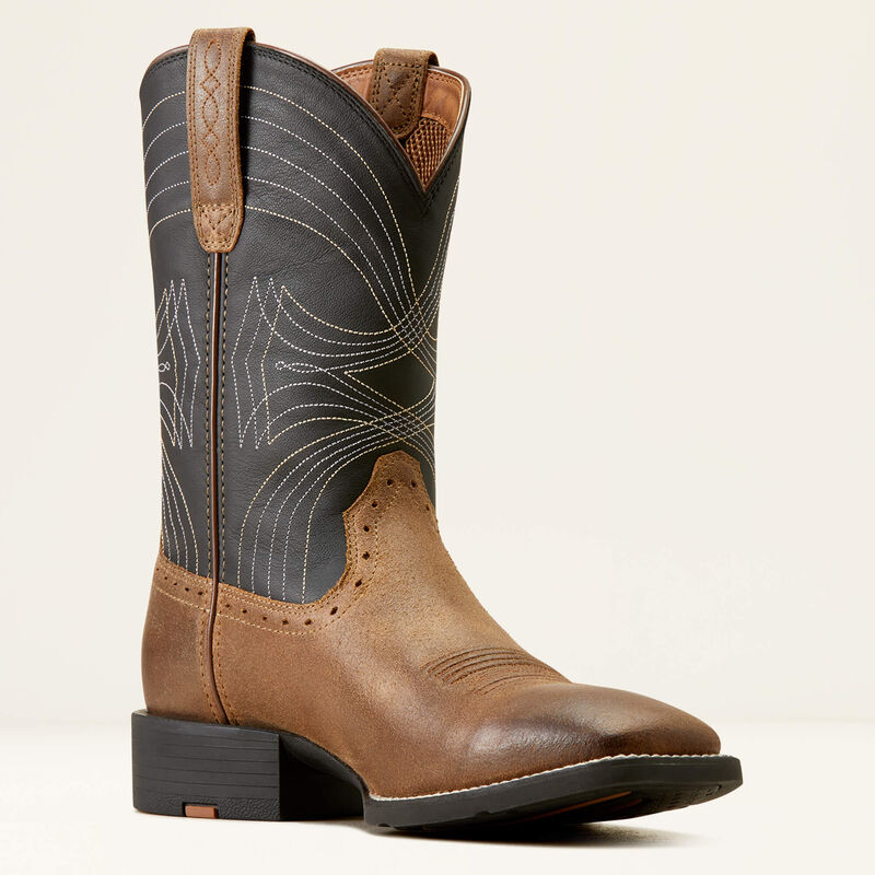 Ariat Men's Sport Wide Square Toe Western Boots - Barley Brown/Matte Black - Image 6