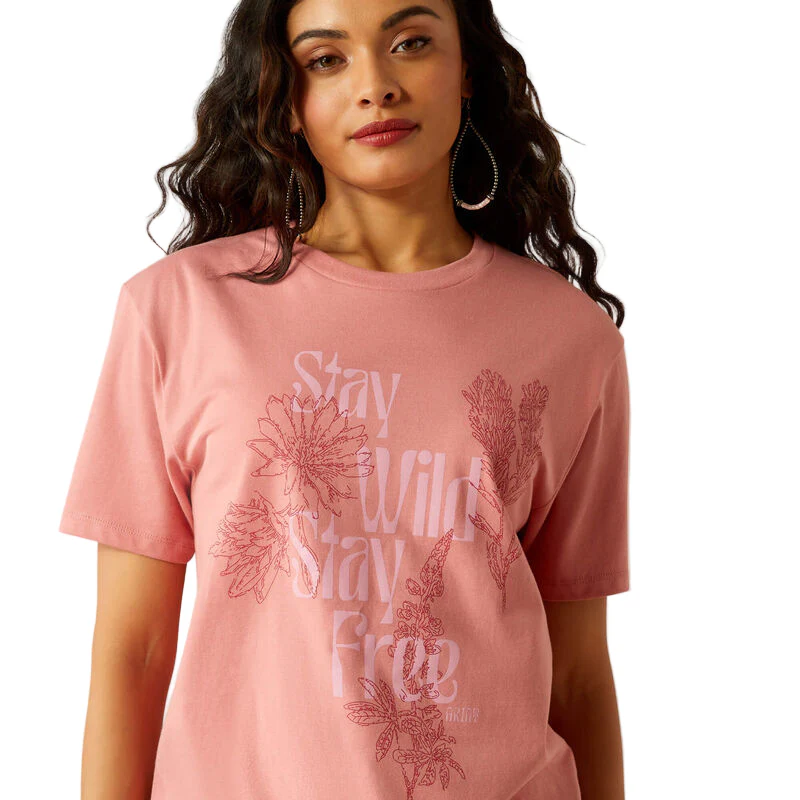 Ariat Womens Stay Wild  SS TShirt - Dusty Rose - Image 3