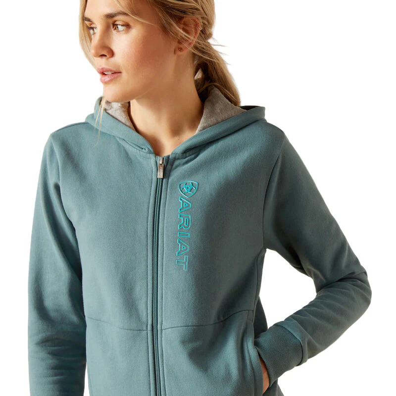 Ariat Women's Team Full Zip Hoodie - North Atlantic - Image 4
