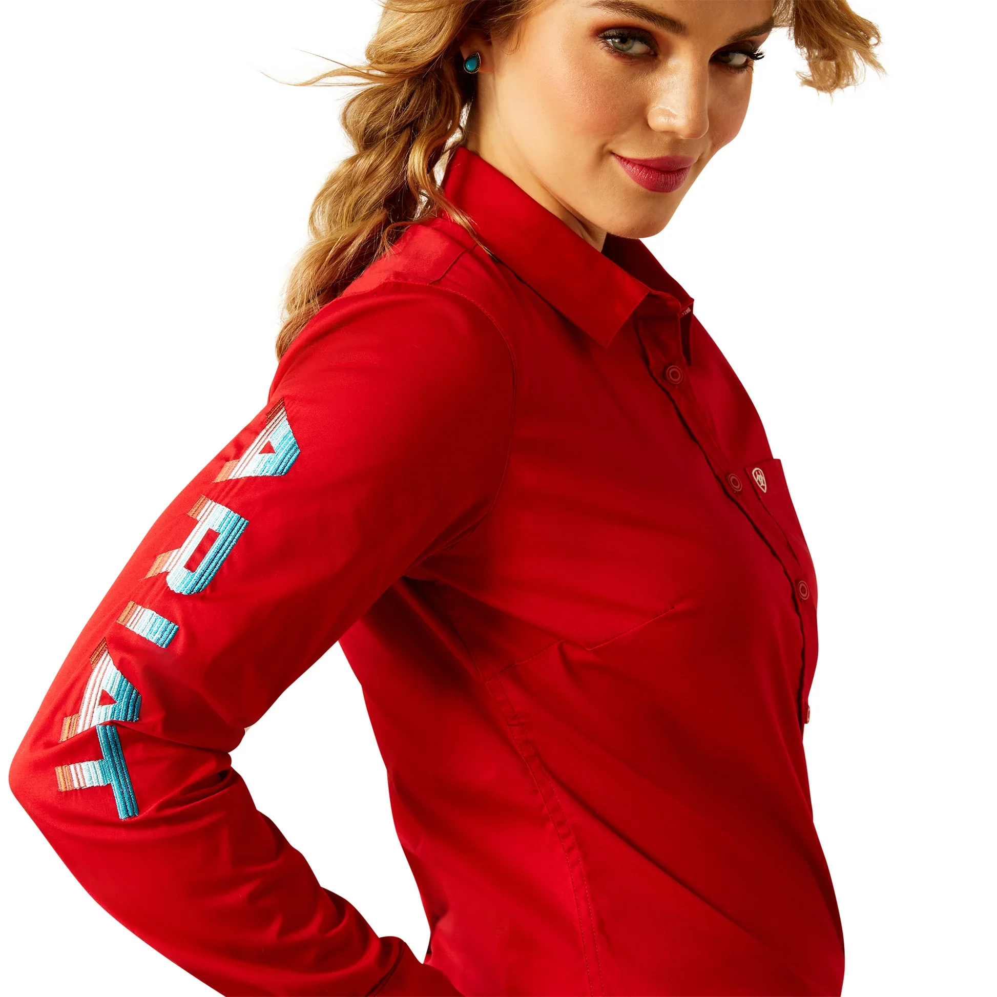 Ariat Women's Team Kirby Stretch Shirt - Equestrian Red - Image 3