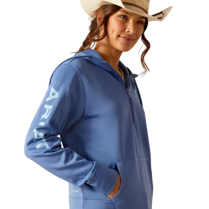 Ariat Women's Tek 1/2 Zip Hoodie - Dutch Blue - Image 4